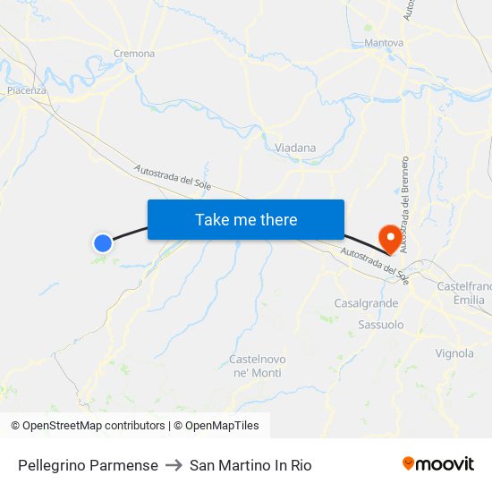 Pellegrino Parmense to San Martino In Rio map