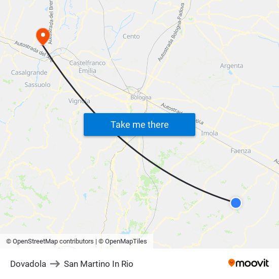 Dovadola to San Martino In Rio map