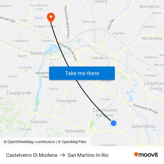 Castelvetro Di Modena to San Martino In Rio map