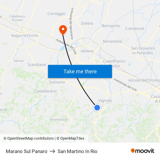 Marano Sul Panaro to San Martino In Rio map