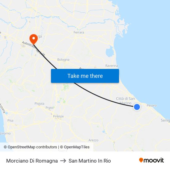 Morciano Di Romagna to San Martino In Rio map