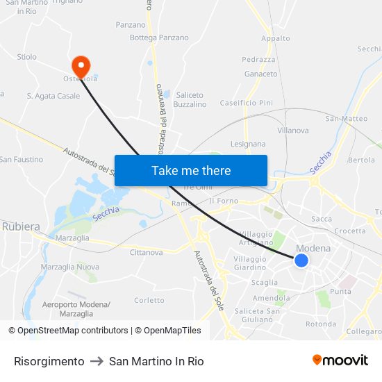 Risorgimento to San Martino In Rio map