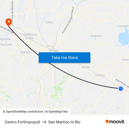 Centro Forlimpopoli to San Martino In Rio map