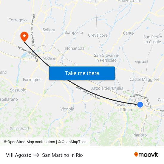 VIII Agosto to San Martino In Rio map