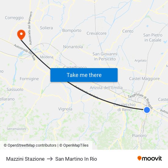 Mazzini Stazione to San Martino In Rio map