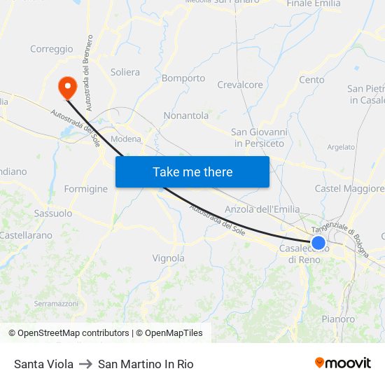 Santa Viola to San Martino In Rio map