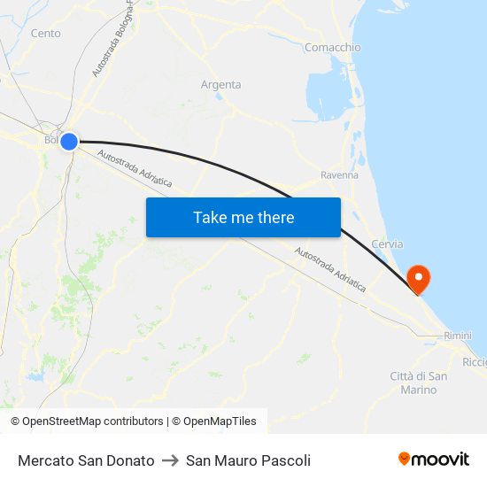 Mercato San Donato to San Mauro Pascoli map