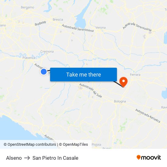 Alseno to San Pietro In Casale map