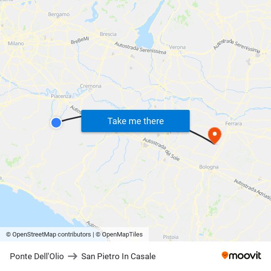 Ponte Dell'Olio to San Pietro In Casale map