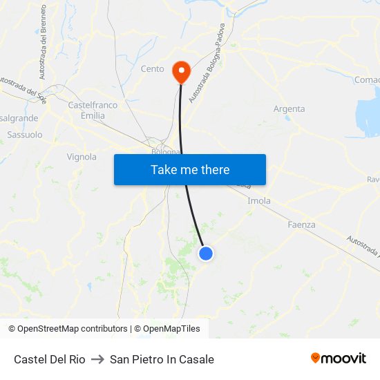 Castel Del Rio to San Pietro In Casale map