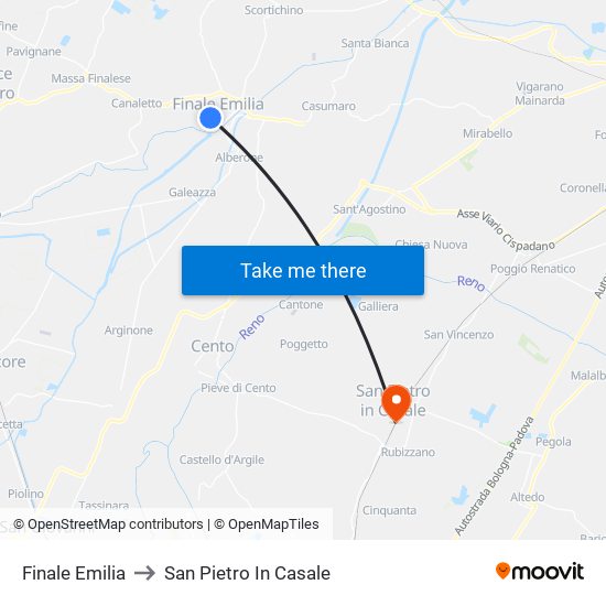 Finale Emilia to San Pietro In Casale map