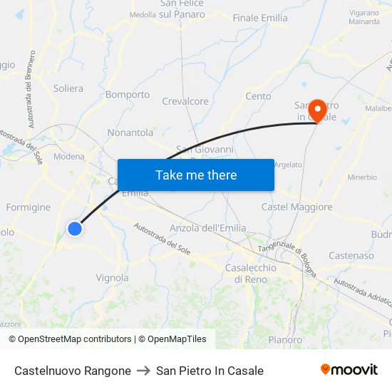 Castelnuovo Rangone to San Pietro In Casale map