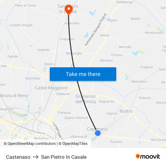 Castenaso to San Pietro In Casale map