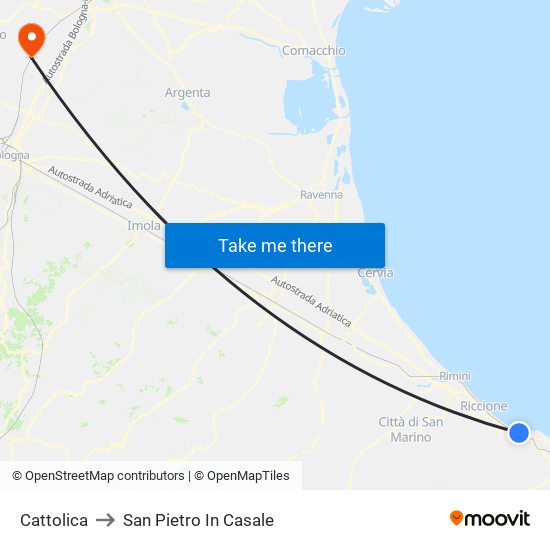 Cattolica to San Pietro In Casale map