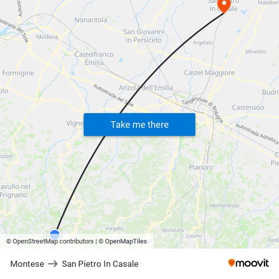 Montese to San Pietro In Casale map