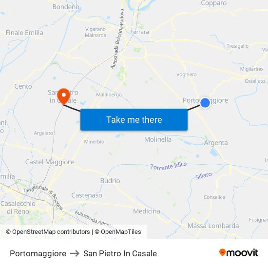 Portomaggiore to San Pietro In Casale map
