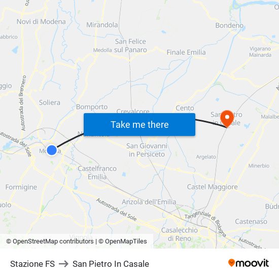 Stazione FS to San Pietro In Casale map