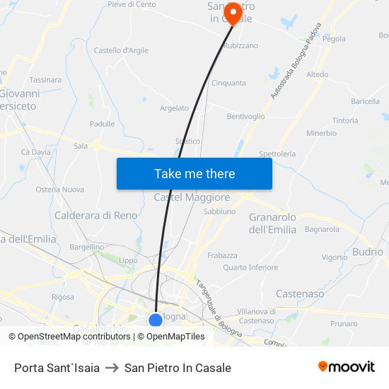 Porta Sant`Isaia to San Pietro In Casale map