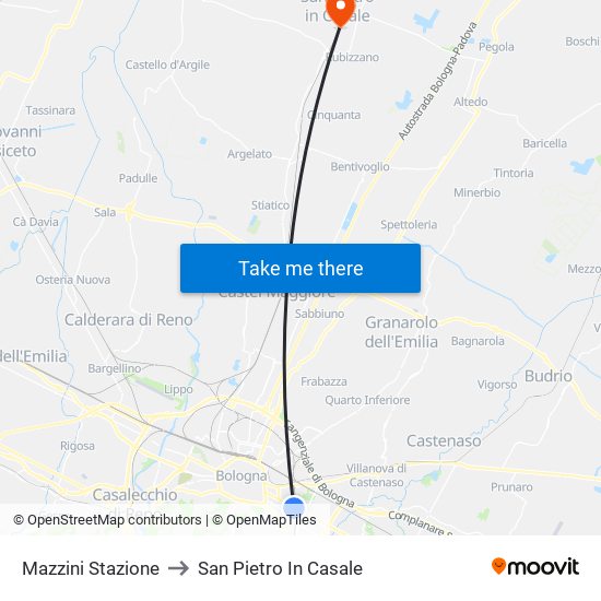 Mazzini Stazione to San Pietro In Casale map