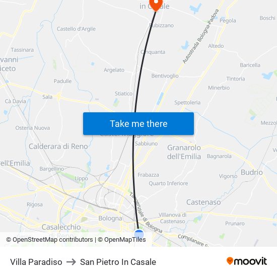 Villa Paradiso to San Pietro In Casale map