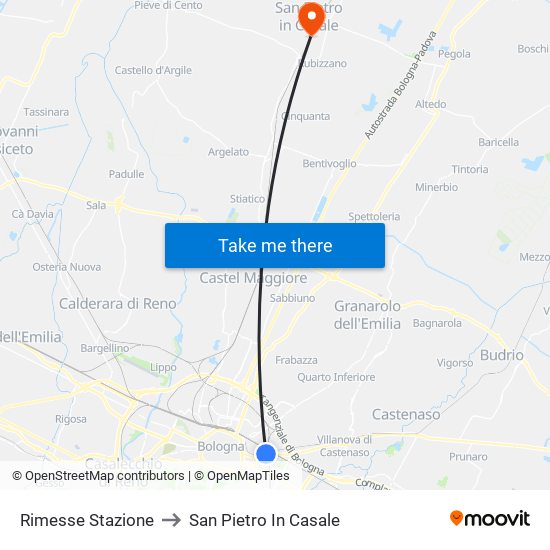 Rimesse Stazione to San Pietro In Casale map