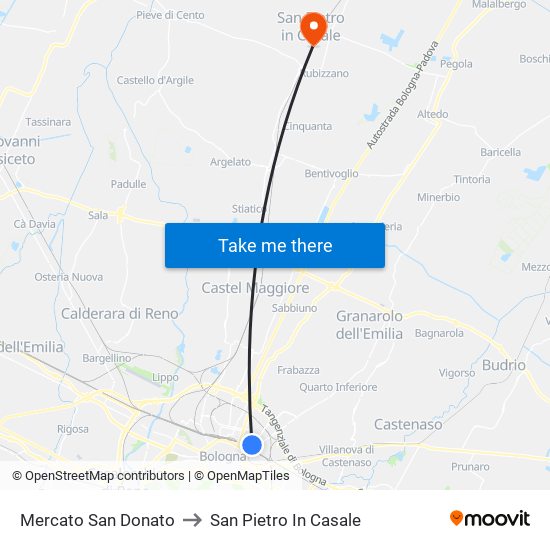 Mercato San Donato to San Pietro In Casale map