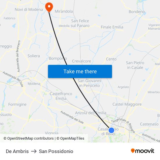 De Ambris to San Possidonio map