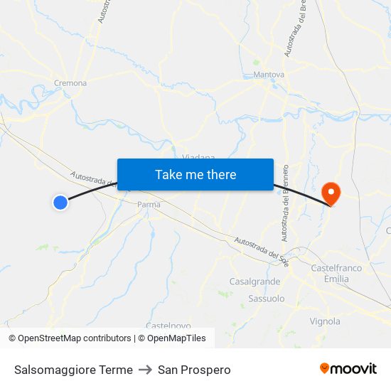 Salsomaggiore Terme to San Prospero map