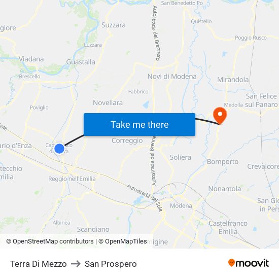 Terra Di Mezzo to San Prospero map