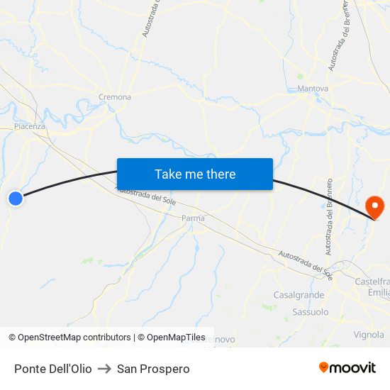 Ponte Dell'Olio to San Prospero map