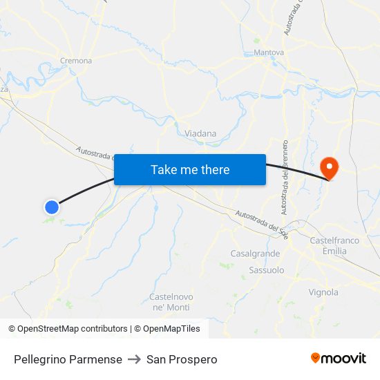 Pellegrino Parmense to San Prospero map