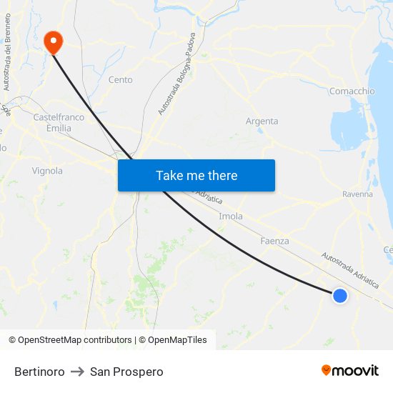 Bertinoro to San Prospero map