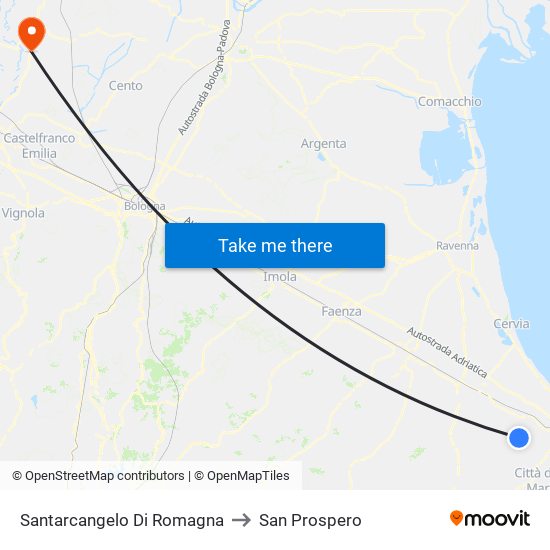 Santarcangelo Di Romagna to San Prospero map