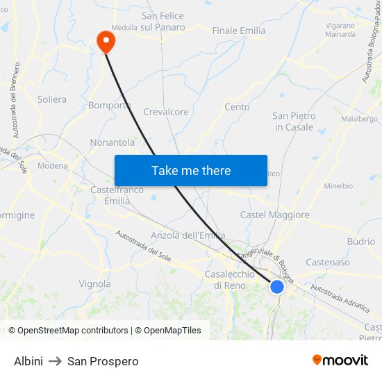 Albini to San Prospero map