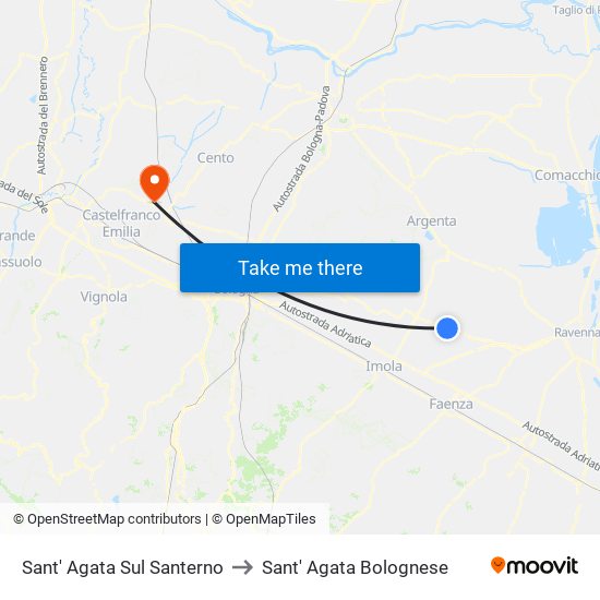 Sant' Agata Sul Santerno to Sant' Agata Bolognese map