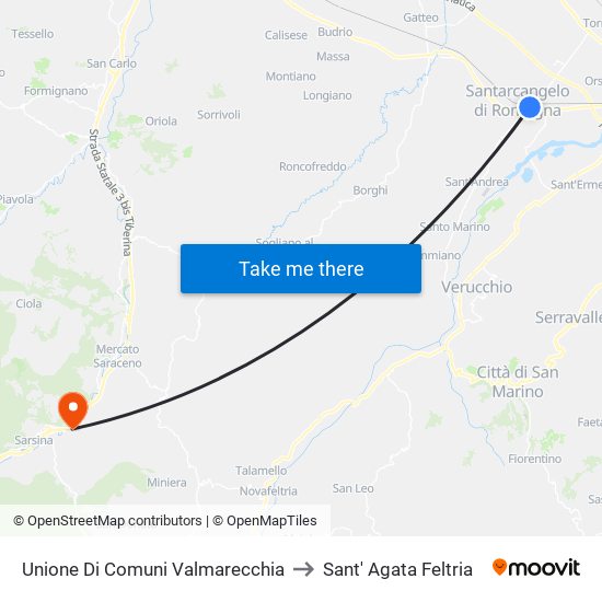 Unione Di Comuni Valmarecchia to Sant' Agata Feltria map