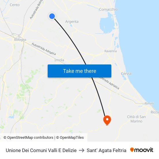 Unione Dei Comuni Valli E Delizie to Sant' Agata Feltria map