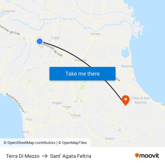 Terra Di Mezzo to Sant' Agata Feltria map
