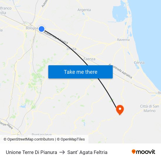 Unione Terre Di Pianura to Sant' Agata Feltria map