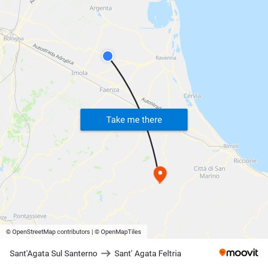 Sant'Agata Sul Santerno to Sant' Agata Feltria map