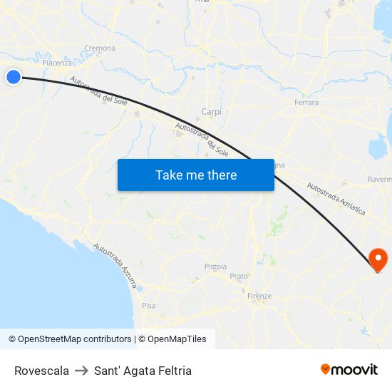 Rovescala to Sant' Agata Feltria map