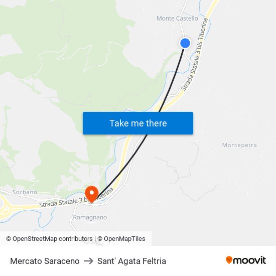 Mercato Saraceno to Sant' Agata Feltria map