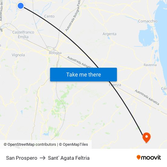 San Prospero to Sant' Agata Feltria map