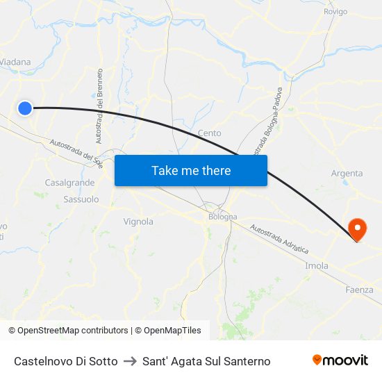Castelnovo Di Sotto to Sant' Agata Sul Santerno map