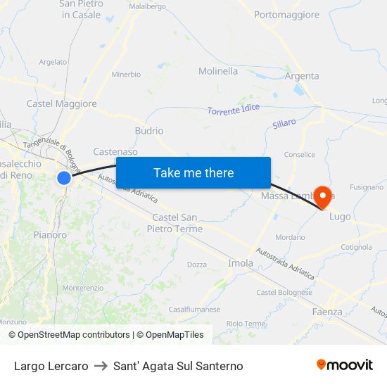 Largo Lercaro to Sant' Agata Sul Santerno map