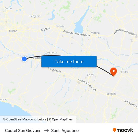 Castel San Giovanni to Sant' Agostino map