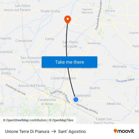 Unione Terre Di Pianura to Sant' Agostino map