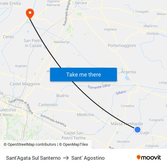 Sant'Agata Sul Santerno to Sant' Agostino map