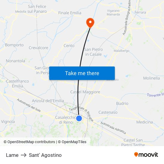 Lame to Sant' Agostino map