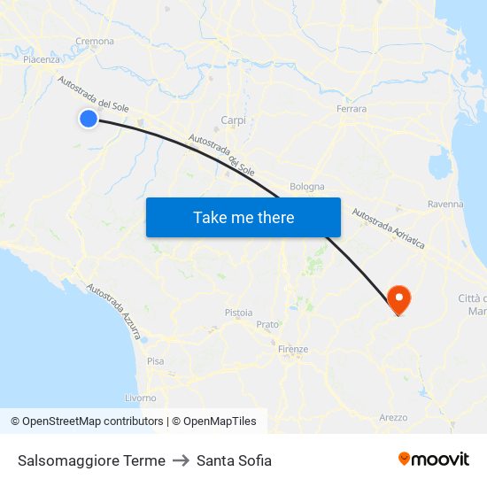 Salsomaggiore Terme to Santa Sofia map